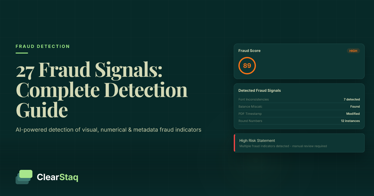 27 Fraud Signals: The Complete Guide to Bank Statement Fraud Detection