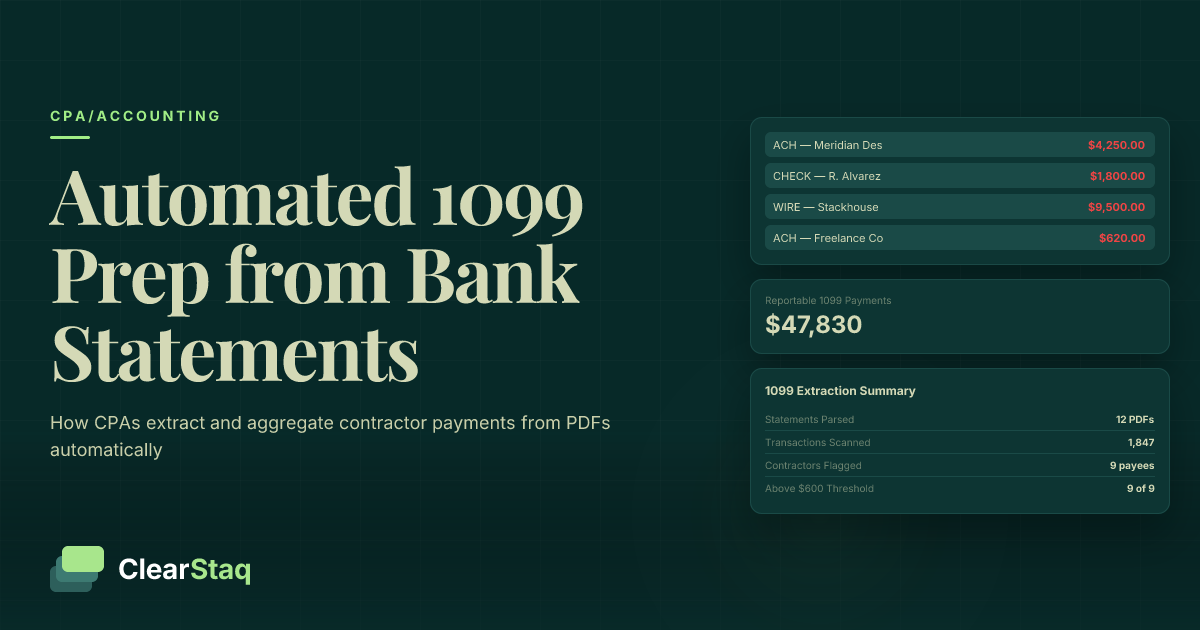 Automated 1099 Prep: Extracting Contractor Payments from Bank Statements
