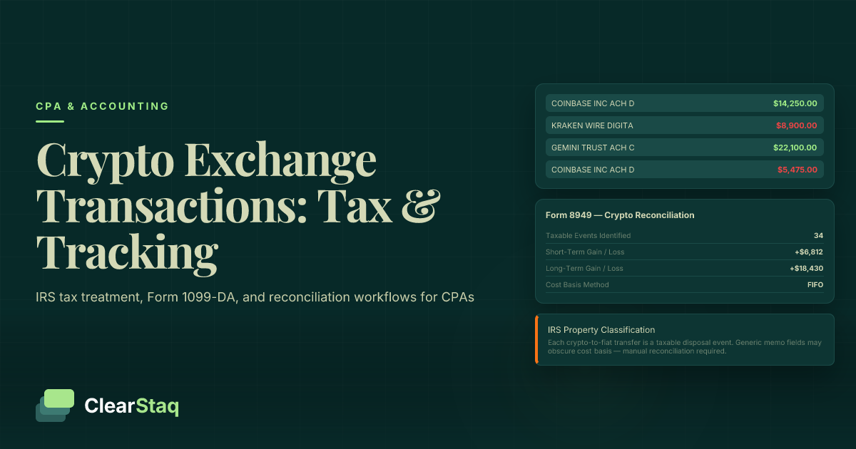 Crypto Exchange Transactions in Business Bank Statements: Tax Implications and Tracking