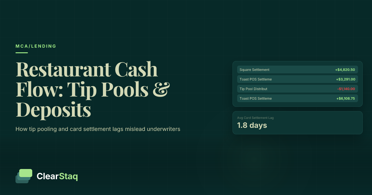 Restaurant Cash Flow Analysis: Understanding Tip Pooling and Daily Deposit Patterns